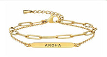 Load image into Gallery viewer, Double Chain Jewellery with te Reo words - Mana Wahine & Aroha