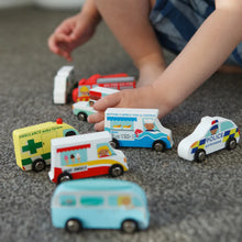 Load image into Gallery viewer, Nine Wooden Cars and Road Map in Box