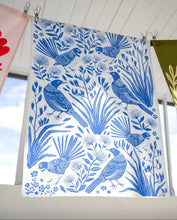 Load image into Gallery viewer, Woodcut Bird tea Towels