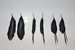 Feather Earrings - Black