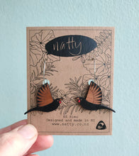 Load image into Gallery viewer, Wooden Saddleback/Tieke Earrings by Natty