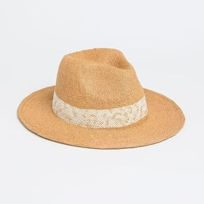 Fedora Hat in Toffee and White Stripe