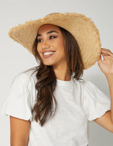 Raffia and Black Stripe Sun Hat