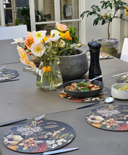 Load image into Gallery viewer, NZ Flowers and Insects Coasters and Placemats on Black
