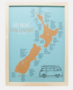 Surf New Zealand Cork Board Map