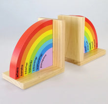 Load image into Gallery viewer, Wooden Rainbow Bookends
