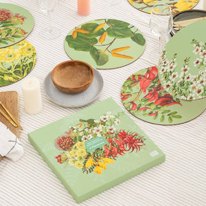 NZ Floral Placemats on Gentle Green