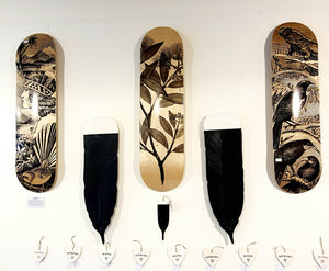 skateboards, skateboard art, New Zealand art, skateboard design art, kiwi wall art