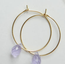 Load image into Gallery viewer, Goodheart Gold Hoops with Pretty Agate Drops
