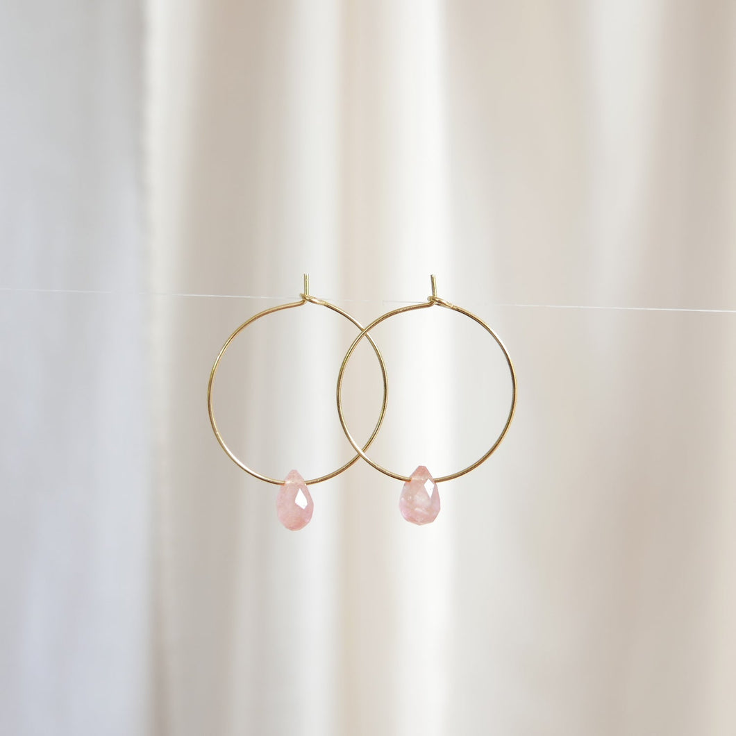 Goodheart Gold Hoops with Pretty Agate Drops