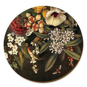 NZ Flowers and Insects Coasters and Placemats on Black