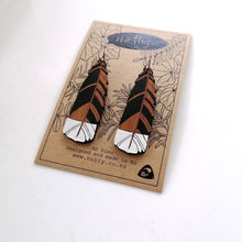 Load image into Gallery viewer, Wooden Huia Feather Earrings by Natty
