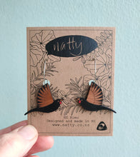 Load image into Gallery viewer, Wooden Saddleback/Tieke Earrings by Natty
