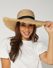 Load image into Gallery viewer, Raffia and Black Stripe Sun Hat
