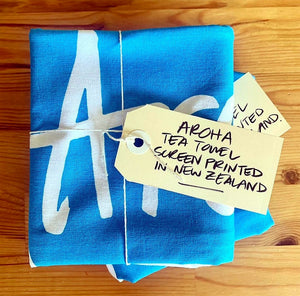 Much Love, Big Love & Aroha Tea Towels by Tuesday Print